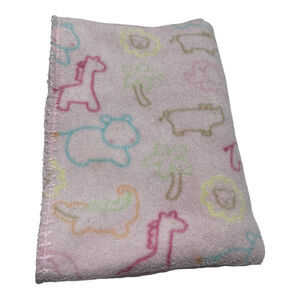Circo Pink Animal Blanket Baby Girl Fleece Giraffe Hippo Lion Think Elephant